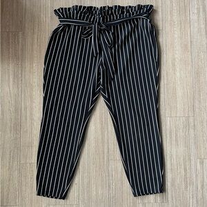 SHEIN Black and White Striped Cropped Pants